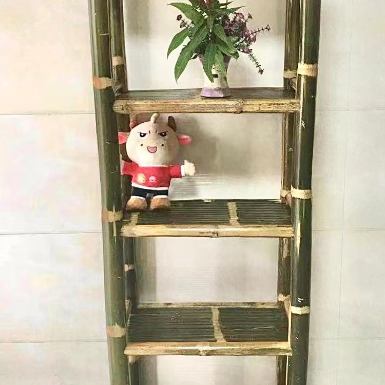 Wholesale Bamboo Bookshelf Household Woven Shelf Modern Simple Storage Bookcase Multi-Layer Floor-Standing Cabinet Bamboo Coat