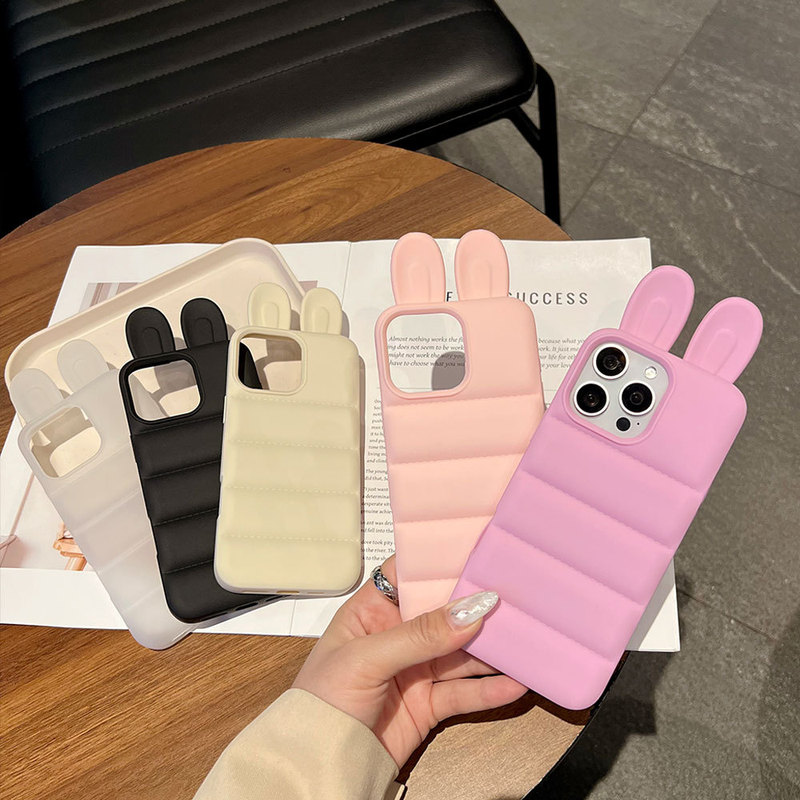 Personalized Three-Dimensional Rabbit Ear Phone Case Suitable for Apple 17Promax Creative Solid Color Case Iphone16 Protective Cover 15 Personalized Three-Dimensional Rabbit Ear Phone Case Suitable for Apple 17Promax Creative Solid Color Case Iphone16 Protective Cover 15