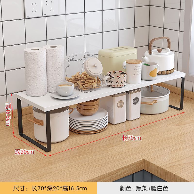 キッチンカウンタートップ収納ラックデスクトップポットキャビネット層状パーティションボウルとディッシュ収納ラック二層木製|undefined