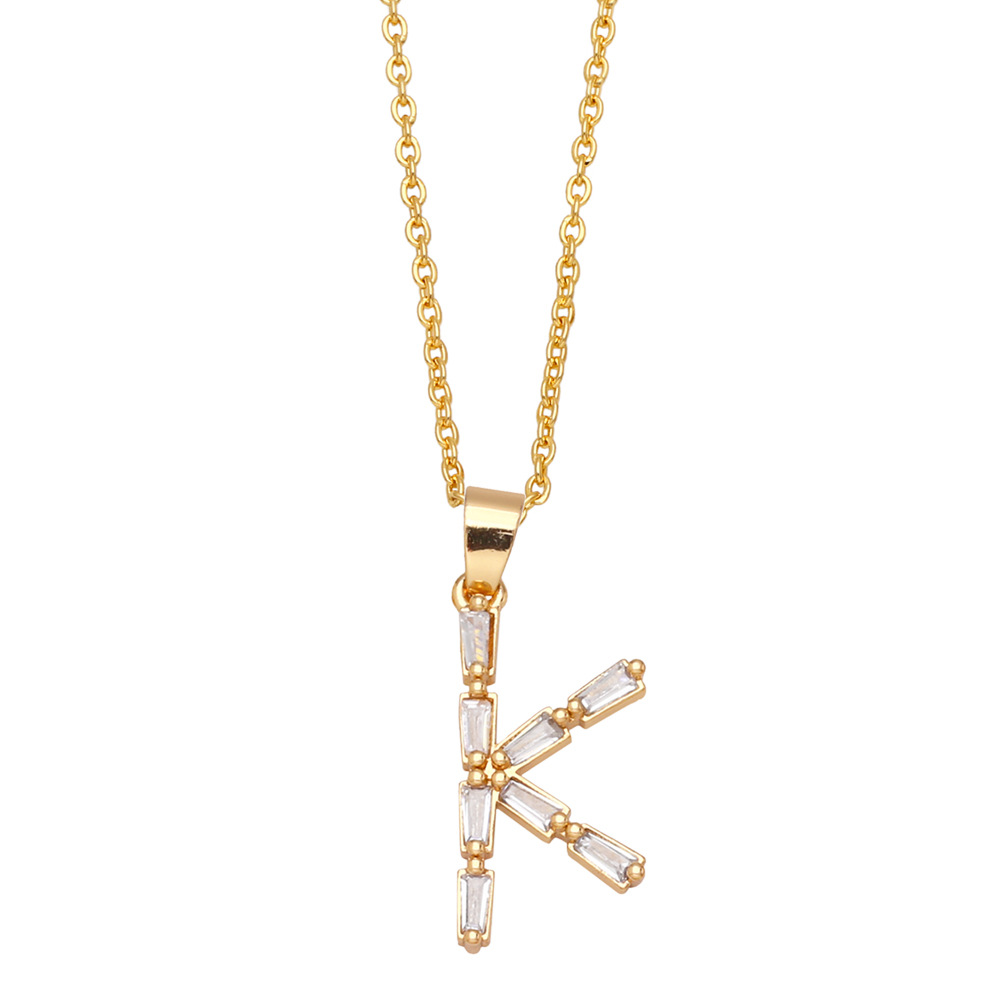 Fashion Letter Copper Inlay Zircon Pendant Necklace 1 Piece