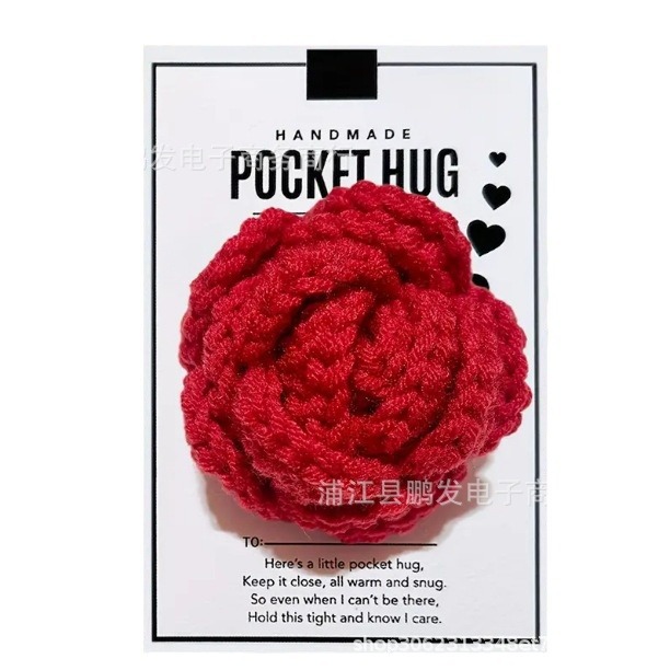 Transfronterizo nuevo amor hecho a mano de punto de ganchillo corazón bolsillo abrazo tarjeta de felicitación pequeño regalo