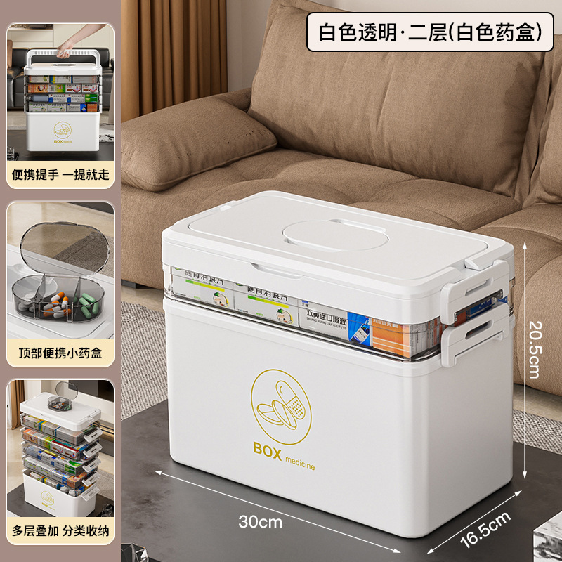Caja Organizadora de Medicamentos de PET Multicapa Portátil para Hogar