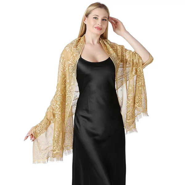 Cross-border New Tie-dyed Flower Lace Scarf Bride Bridesmaid Dress Cheongsam Dinner Shawl Women