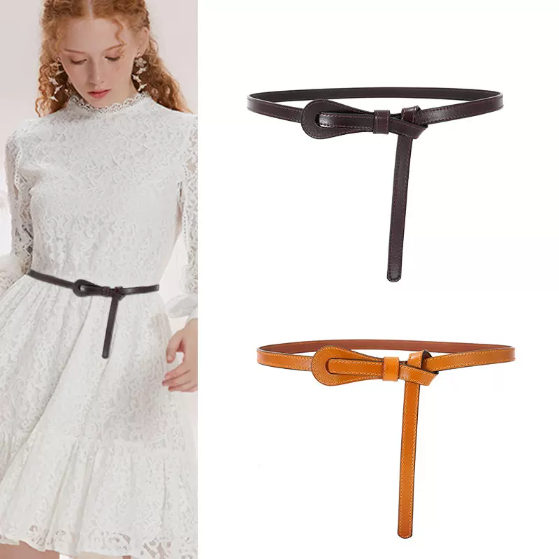 皮带女真皮日韩风时尚装饰西装大衣配裙子毛衣收腰打结纯牛皮腰带