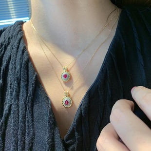 Real gold real diamond wholesale classic best selling perfume bottle style design natural ruby necklace positive color pigeon blood red