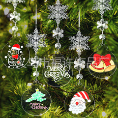 新款印花亚克力圆片圣诞雪人merry christmas圣诞树挂件新年布置