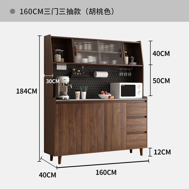实木餐边柜一体靠墙岩板现代客厅酒柜茶水柜多功能厨房储物收纳柜|undefined