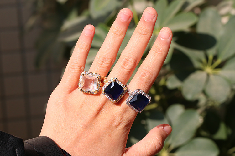 Plating Design Fashion Gold-plated Diamond Gemstone Ring Wholesale