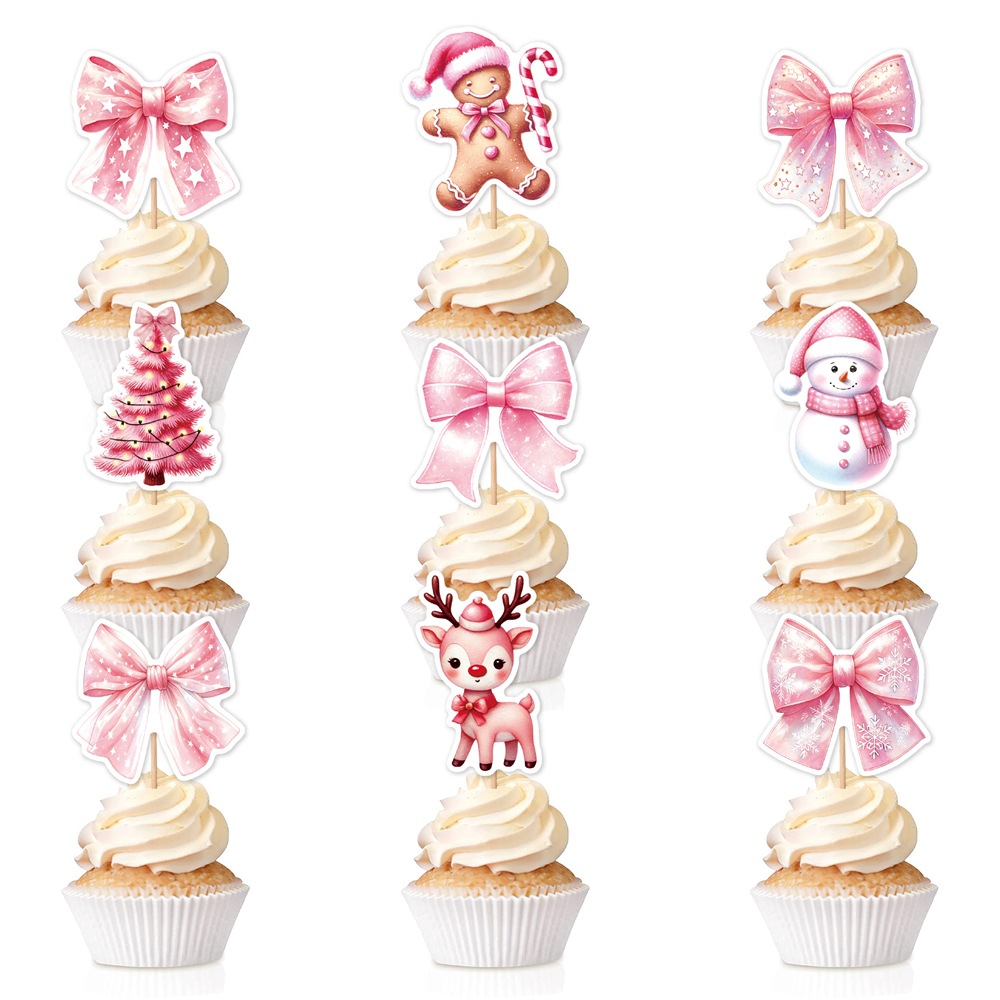 Nuevo pastel de Navidad decoración inserto arco rosa pan de jengibre hombre decoración de fiesta de Navidad mini-slit