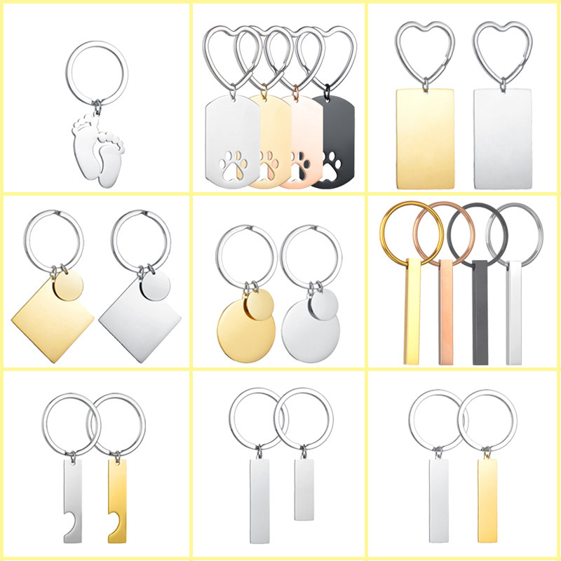 Simple mirror lettering metal keychain stainless steel couple jigsaw puzzle pendant birthday anniversary gift wholesale Simple mirror lettering metal keychain stainless steel couple jigsaw puzzle pendant birthday anniversary gift wholesale