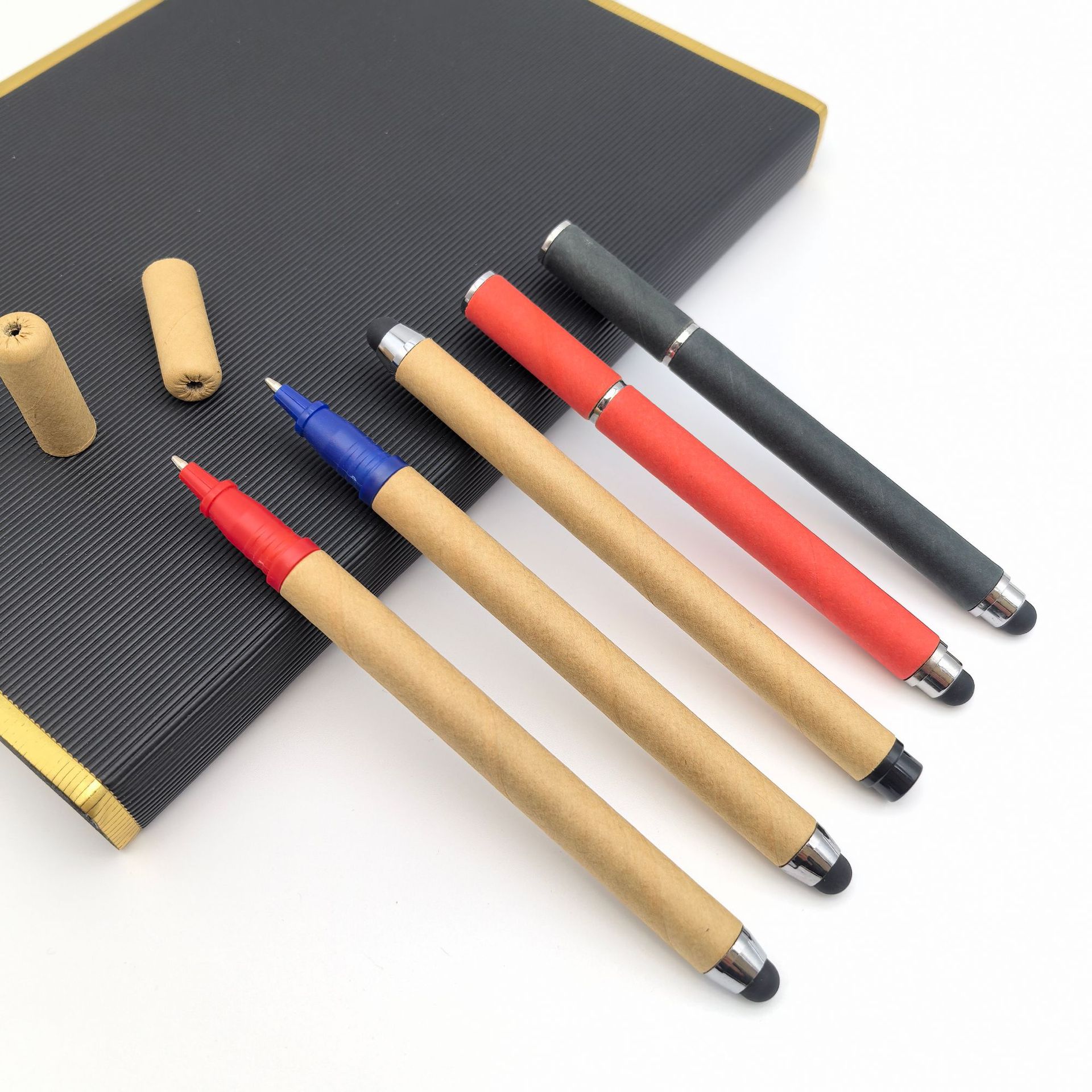 Fábrica directa de doble cabeza tubo de papel lápiz de pantalla táctil ambiental lápiz de bola kraft creativo publicidad al por mayor impresión personalizada