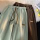 Ice Silk Casual Pants Summer Thin Loose Dape High Fashionable Wide Straight Trousers with Elasto Waist Men's Pants