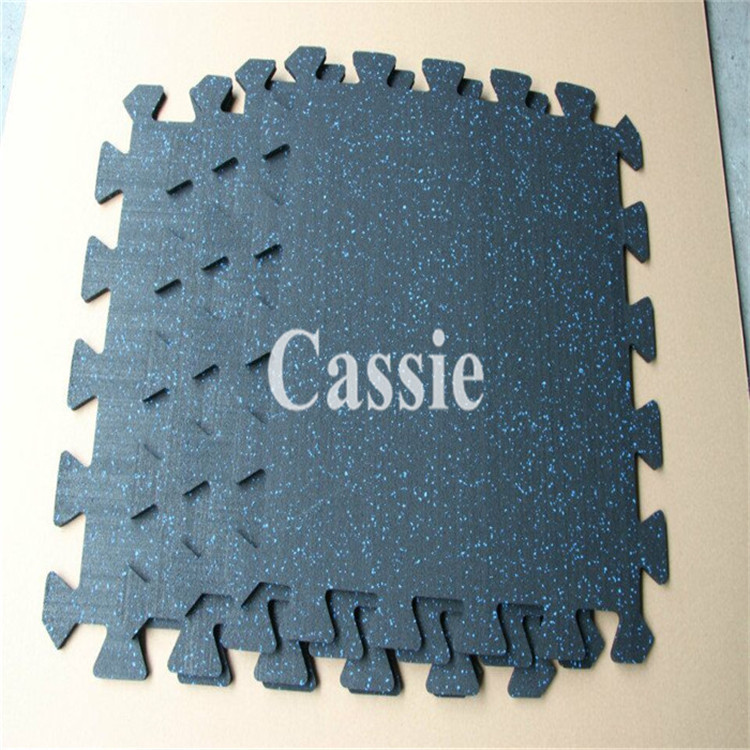 C健身房可拼接橡胶地砖，撒花运动防滑地胶