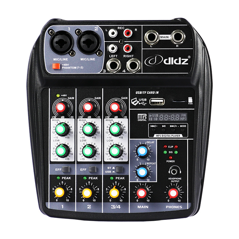 迷你4路调音台模拟数字usb蓝牙声卡混音器直播K歌