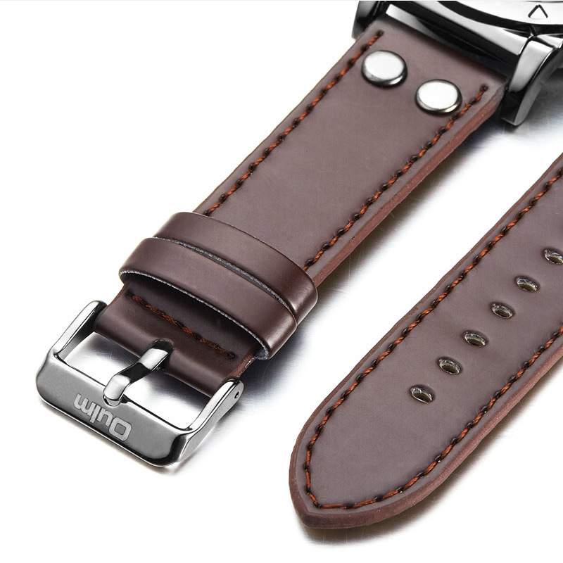 110g Weight Coated Glass Mirror Material Genuine Leather Strap Material Watch Classification Pointer Display Type Buckle Buckle Style Round Dial Shape Holiday, Street Occasion Electronic Movement Solid Color Pattern All Seasons Season Men's Gender Retro, Streetwear Style Retro Streetwear Solid Color Buckle Electronic Watch 18