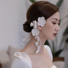 韓式花朵耳掛發帶森系新娘結婚影樓攝影頭飾氣質禮服盤發配飾批發
