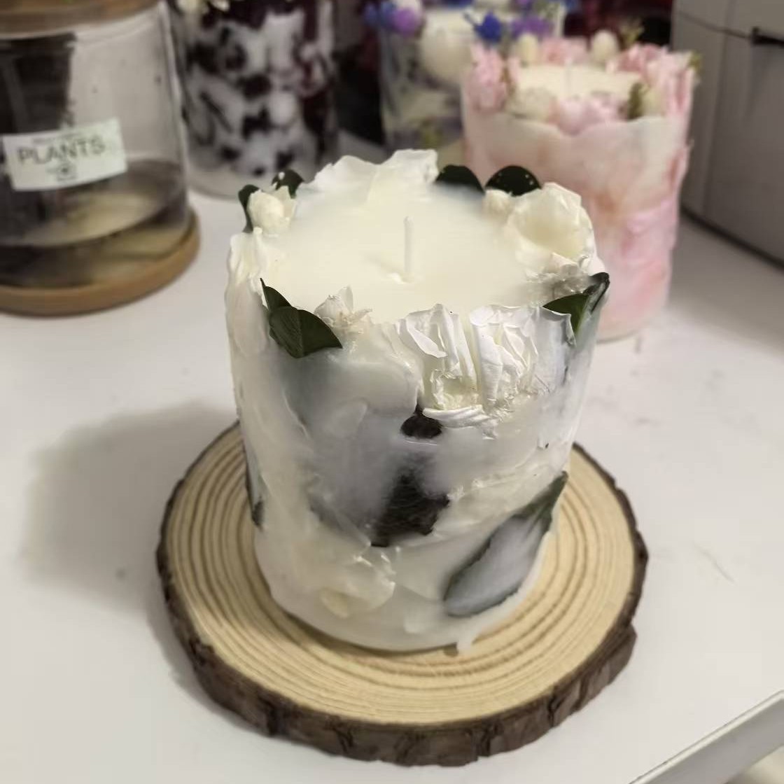 Flores de inmortalidad transfronterizas flores secas rosas de aroma vela floral vela de boda regalo de mano aroma del dormitorio real