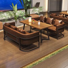 餐厅沙发实木桌椅音乐餐吧沙发椅咖啡厅烧烤店小酒馆清吧卡座沙发