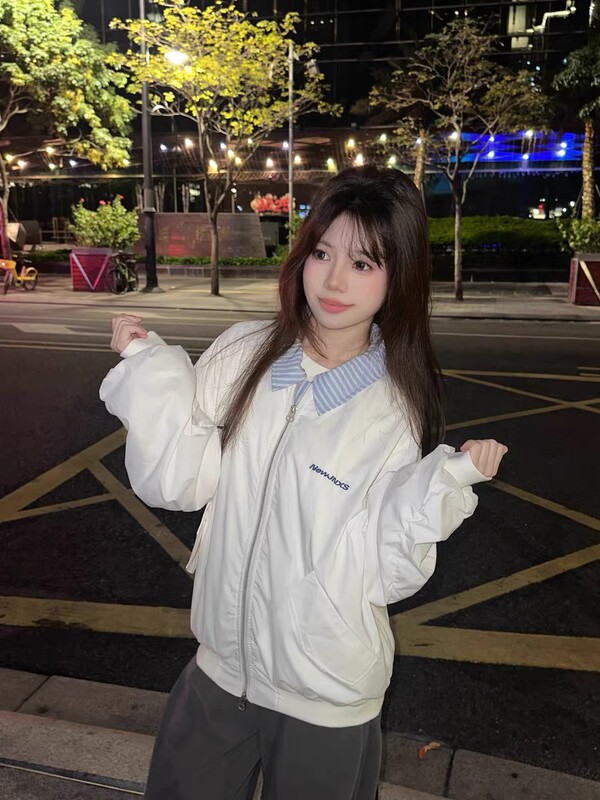 假两件工装外套美式复古棒球服早春季宽松设计感飞行夹克男潮ins|undefined
