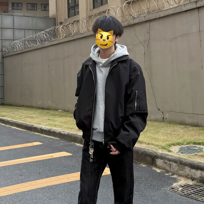 cleanfit短款飞行夹克男款秋季bomber廓形工装外套痞帅翻领棒球服|undefined