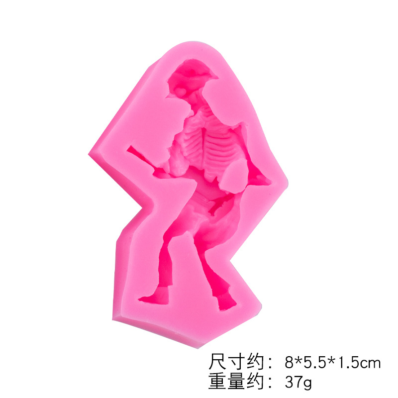 Cráneo personaje de dibujos animados instrumento musical jugando molde de silicona DIY aromaterapia vela molde de yeso Fondant accesorios de chocolate