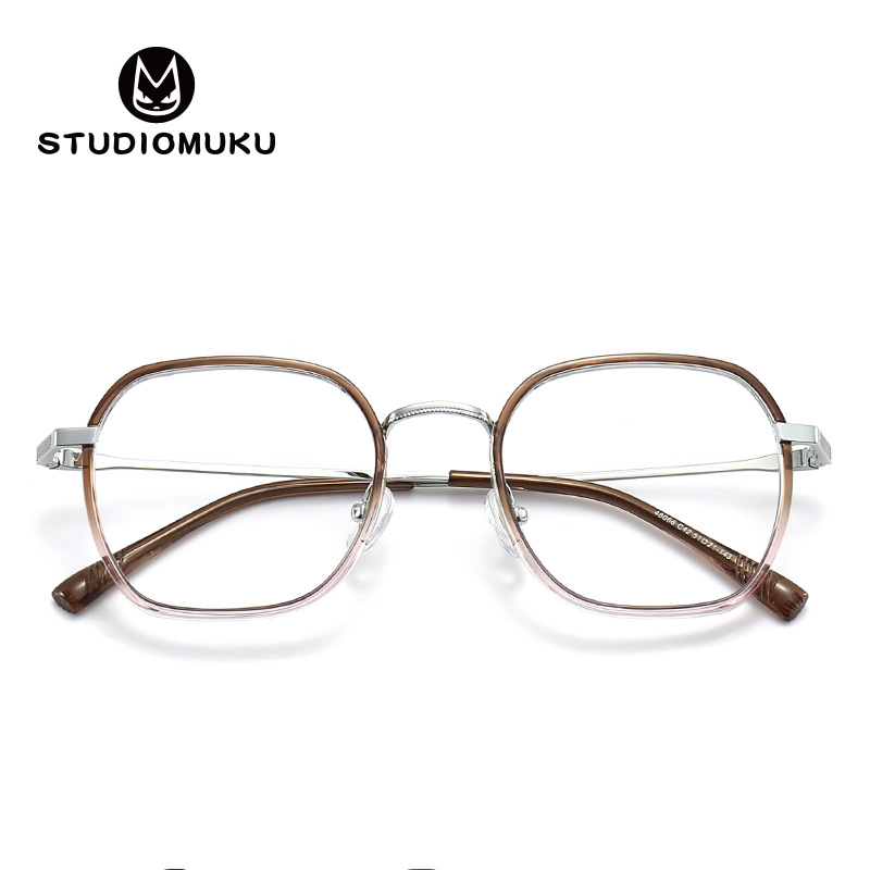 STUDIOMUKU gafas frescas de madera ultraligero cara pequeña marco cuadrado marco único diseño gradiente marco gafas image 1