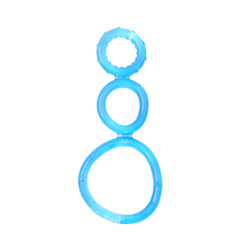 TPE Triple Cock Ring, Threaded Non-Vibrating Male Exercise Ring, Random Color — detail image 3