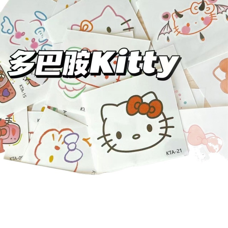 キティ猫タトゥーステッカー安いかわいい漫画防水長持ちアームステッカーインスタイル洗える親友へのギフトとして|undefined