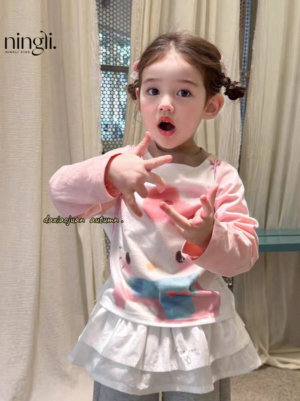 柠里儿童春秋时髦T恤2025新款洋气撞色插肩袖男童女童长袖上衣潮|undefined