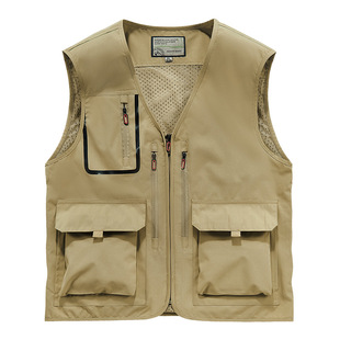 Outdoor New Multi-Pocket Quick-Dry Fishing Vest Men's Thin Mountain Climbing Photography Waterproof Vest plus size Sleeveless Vest