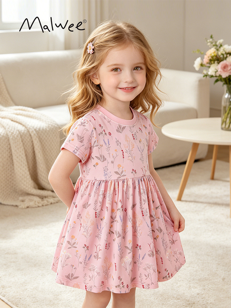 Cross-border malwee nuevo vestido de niña encantador A-letter cómodo vestido de princesa casual diario