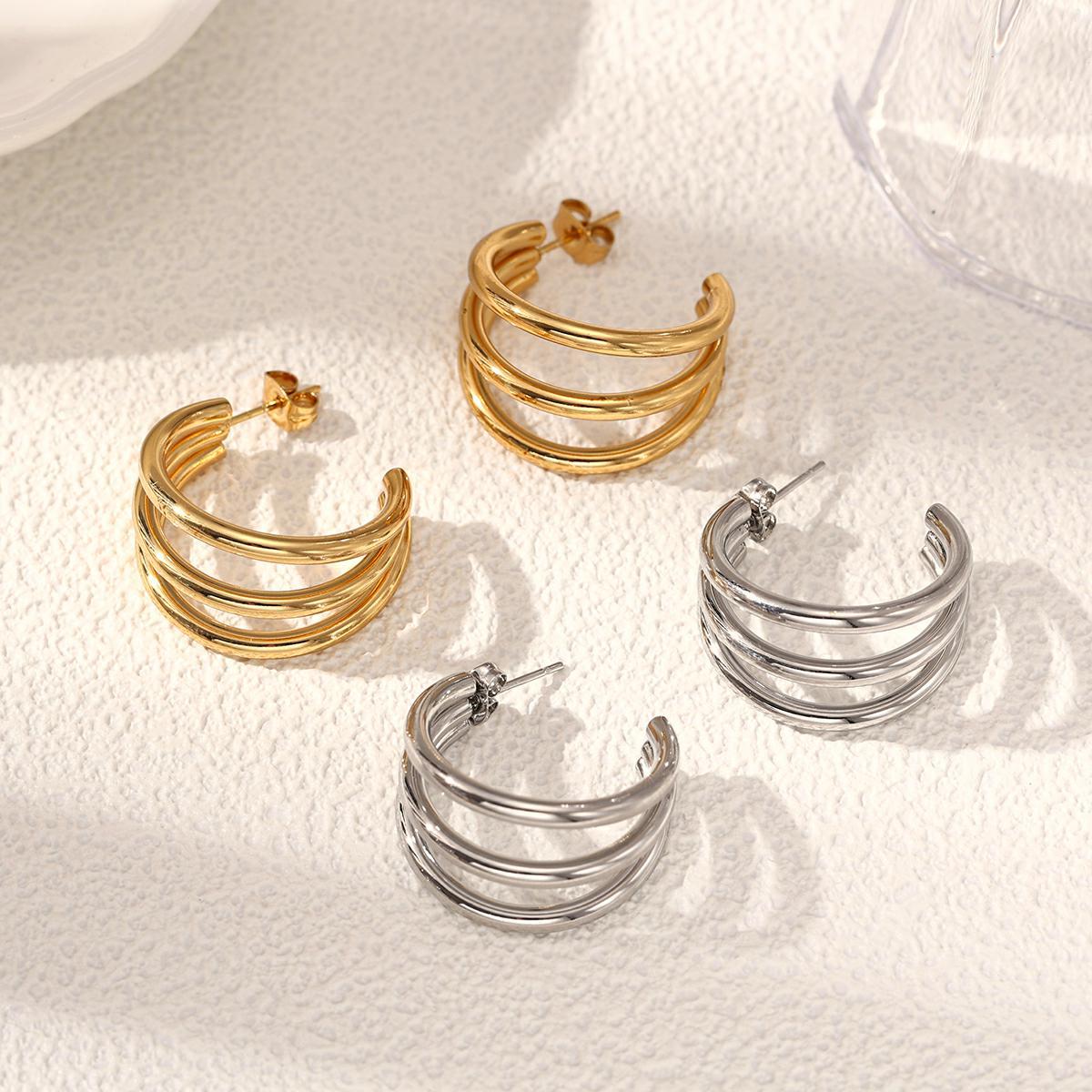 TENA Europa y América aretes de aretes de acero inoxidable geométricos aretes de aretes de aretes de aretes de acero inoxidable caliente diseño universal nicho Zhongzhong aretes de aretes de acero de titanio para mujeres transfronterizas image 4