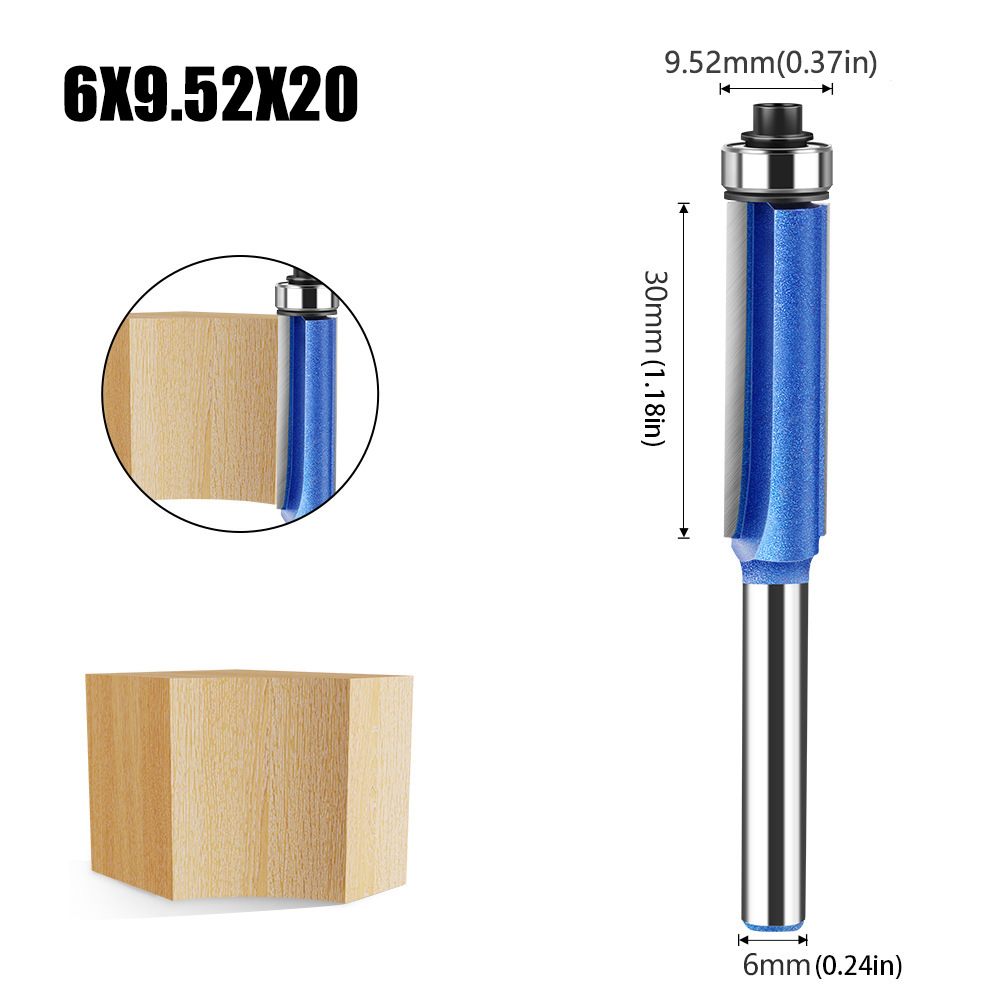 Profesional-Grado 6mm mango carpintería recorte cuchillo carpintería fresadora máquina de corte cabeza de corte 1/4 mango cortador cabeza aleación recorte cuchillo