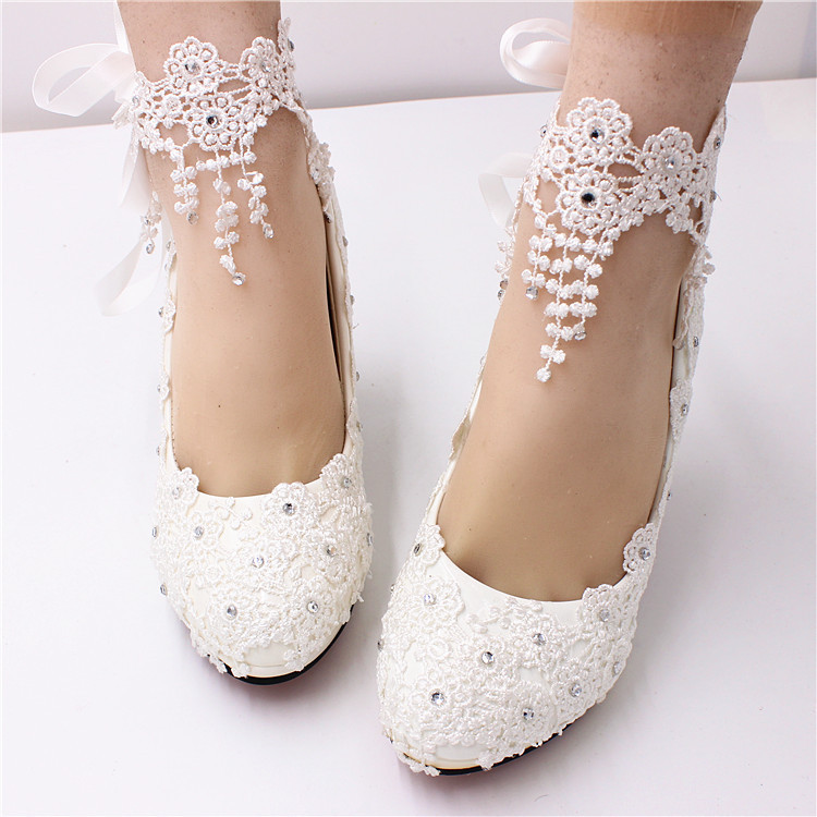 [Star Cat] New White Large Size High Heel Women's Shoes Bridal Shoes Flat Wedding Shoes Factory Supply BH0709