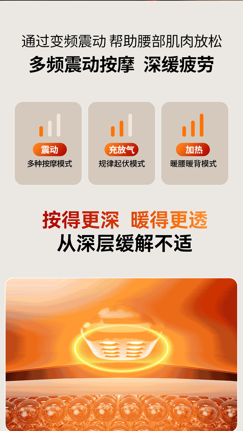 Car Electric Massage Hot Compress Traction Lumbar Pillow Lumbar Cushion Backrest Waist Support Seat Lumbar Support Automatic Inflatable Headrest