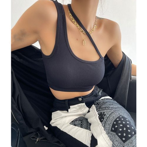 European and American style spaghetti strap tank top for women, summer American-style sexy tube top, simple knit inner layer, sleeveless outerwear