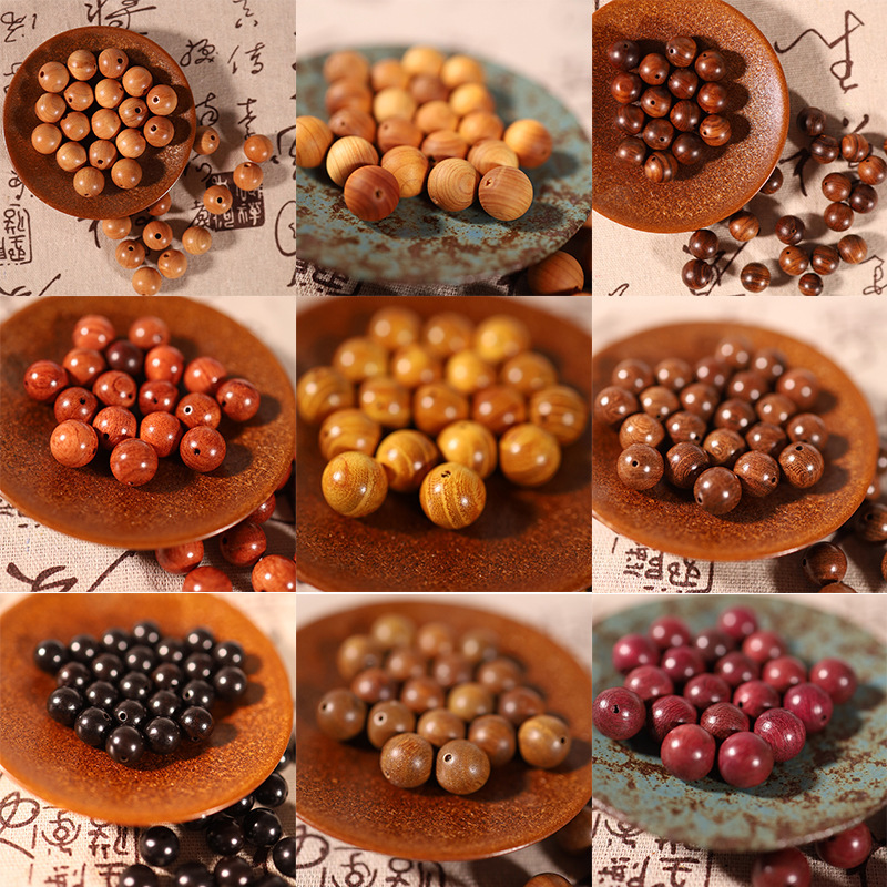 6mm Natural Wood Beads Peach Wood Black Rosewood Burmese Rosewood Gold Sandalwood Round Beads Collection DIY Toy Bracelet Door Curtain