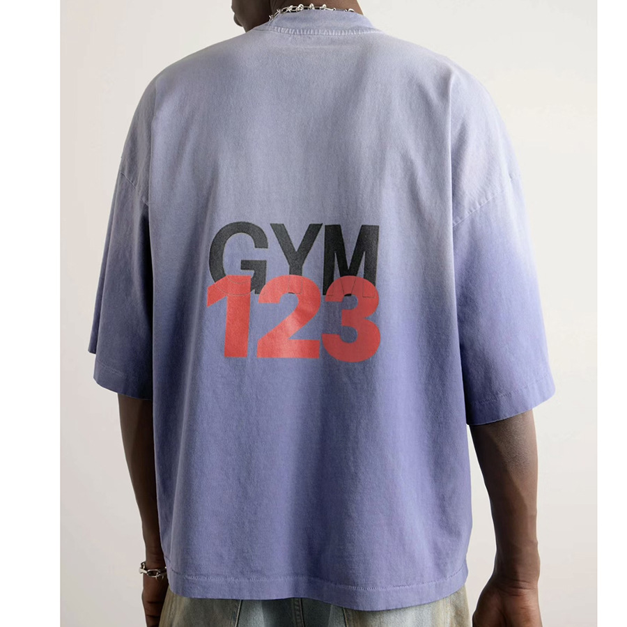 RRR 123 Su fe no es mágica Lavar con agua hacer vieja impresión gimnasio hombre camiseta de manga corta suelta