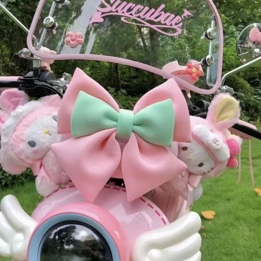 Motorcycle Battery Electric Vehicle Car Rear Sticker High-Value Helmet 3D Fabric Trendy Bow Decoration