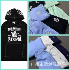 SIXPM American Style Retro Youth Fashion Outer Wear Fashion Zipper Hooded Sweat and Fleece Suit Slimming National Fashion Winter