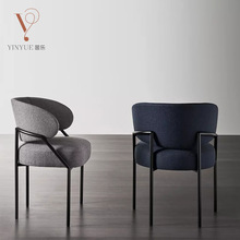 北欧轻奢餐椅家用现代简约餐厅网红椅子咖啡意式极简布椅靠背凳子