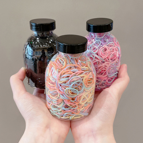 Canned colorful disposable rubber band thickened leather case women's simple headband high elastic rubber band children's hair band headwear