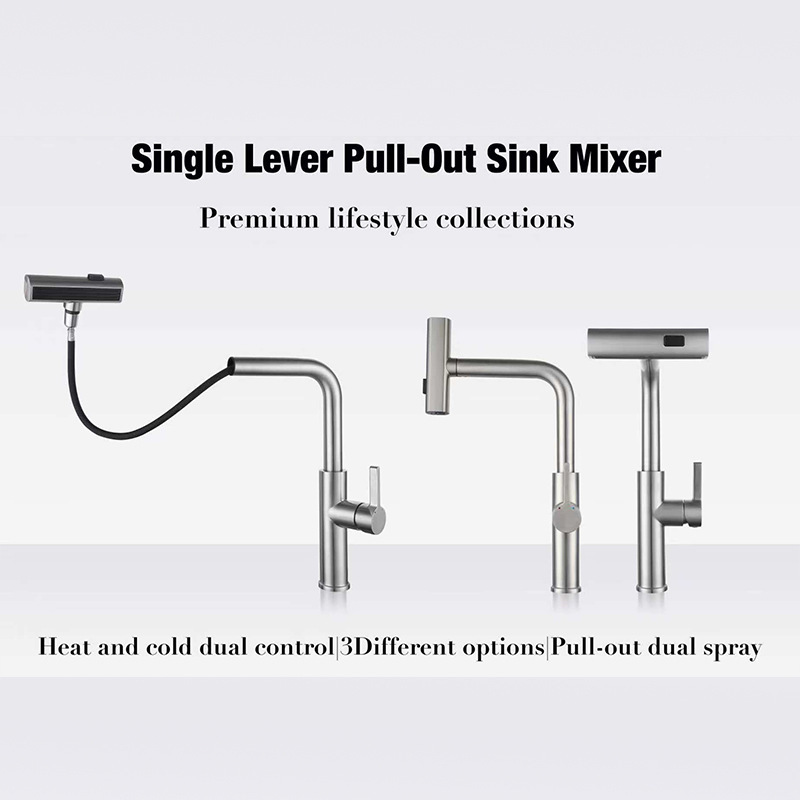 Single Hole Waterfall Flying Rain Kitchen Drawable Faucet Wire-drawing Color Sky Rain Sink Sink Household Faucet Source Factory