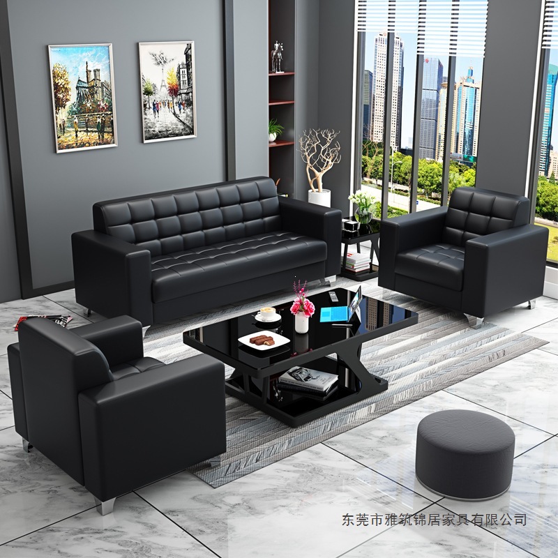 Foshan office sofa for business reception, modern minimalist design, single and three-seater office sofa and coffee table set