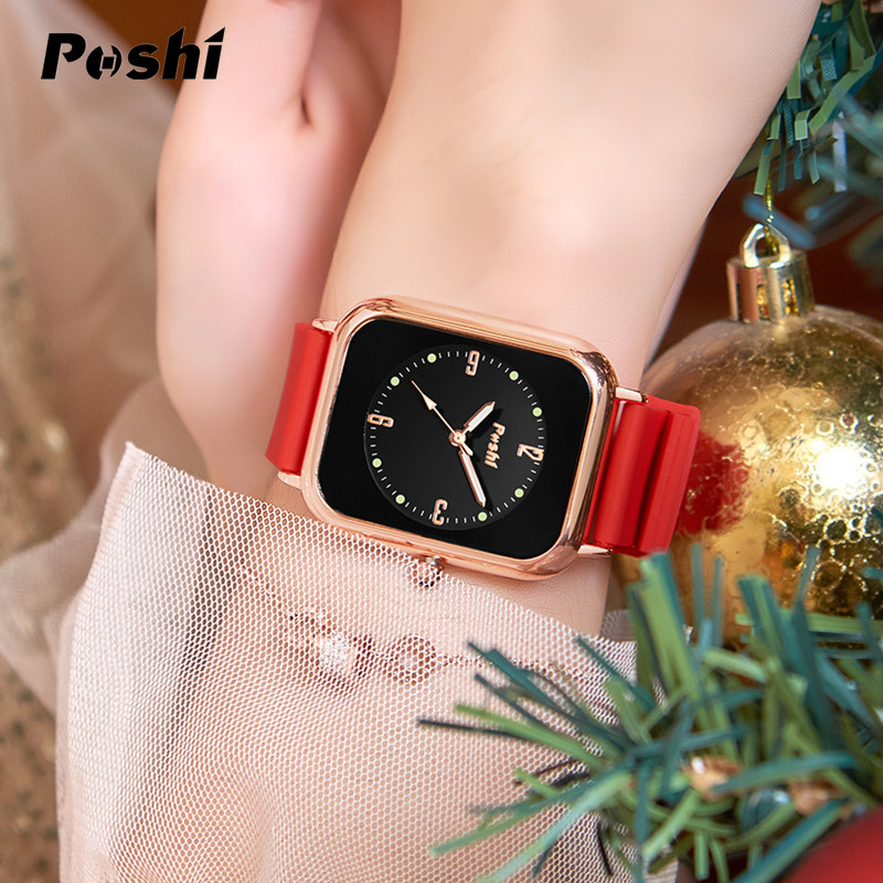 POSHI nuevo reloj de mujer de moda de mujer simple nicho temperamento estudiante hombres y mujeres de cuarzo electrónico pequeño reloj cuadrado