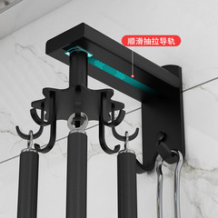 Upgraded 8-claw space aluminum 360-degree rotating hook invisible hook household kitchen drill-free adhesive hook