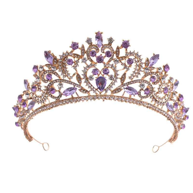 Tocado de corona barroca de novia europea y americana, accesorios para el cabello de corona de princesa de diamantes de imitación, accesorios de diadema de vestido de boda