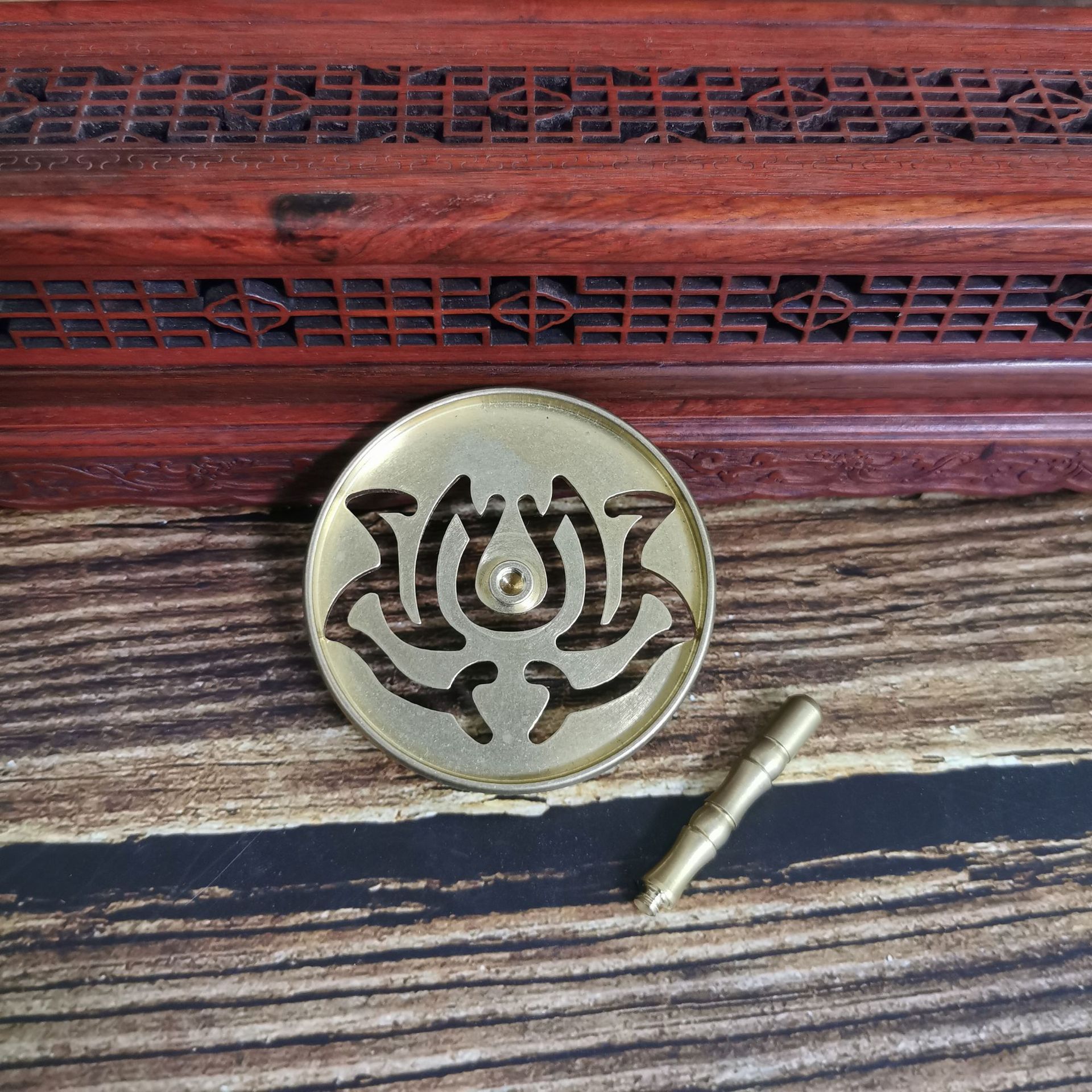 황동 자연 색상 6.0 연꽃 구리 손잡이