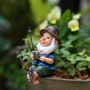 Cross-Border Resin Fishing Dwarf Ornaments Garden Rockery Pool Landscape Layout Accessories Creative Outdoor Courtyard Decoration