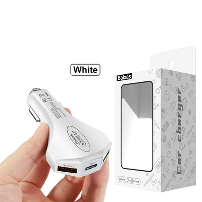 3.0 Car Mobile Phone Charger – Mobil şarj cihazları - baixas-qc30-white-small-package